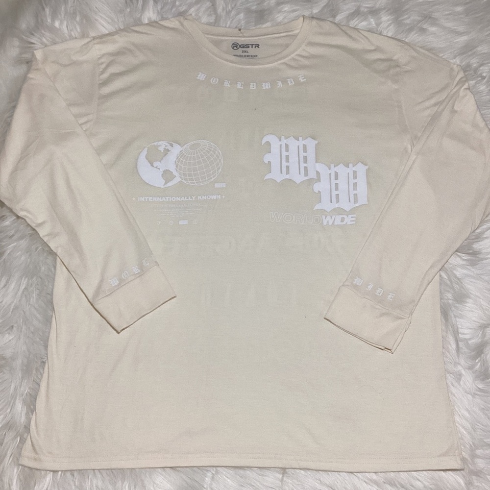 RGSTR Men’s Cream Long Sleeves Shirt with Embossed White Popular Places